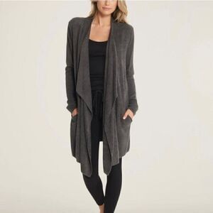 Barefoot Dreams Cozy Chic Lite Island Wrap Cardigan Sweater Carbon Gray S/M‎